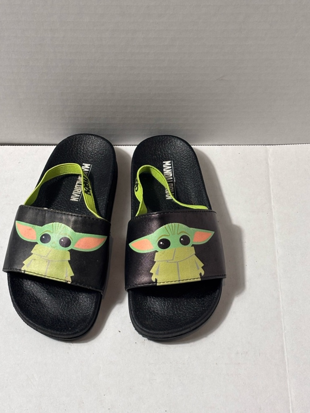 Kids Black and Green Character Slide Sandals